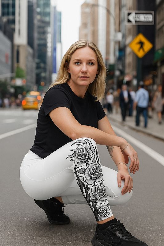 Inked Wild Housewife — White Pocket Leggings (Calf Ink)